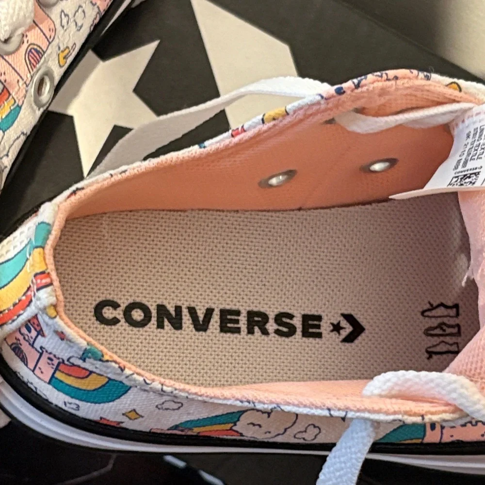 Converse Kids' White Sneakers with Colorful Print - Picture 5 of 6